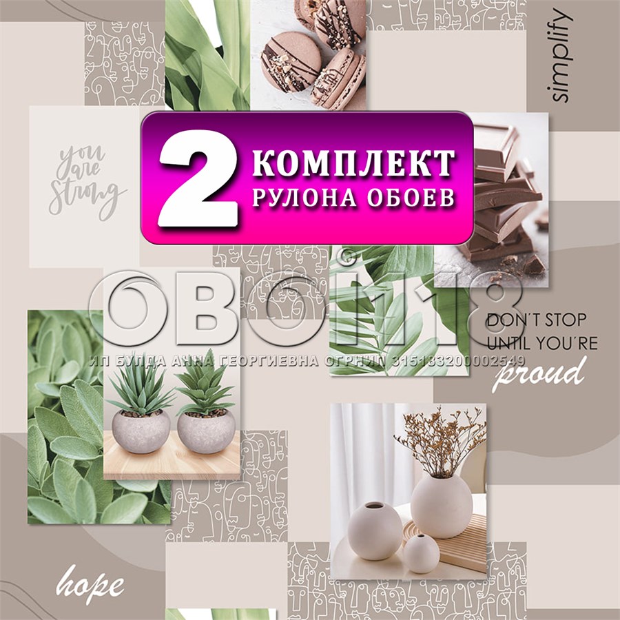 Комплект 2 рулона. Обои Рапсодия 13653 (2) бумажные моющиеся 2 шт х (0,53х10м) ФОКС 13653 (2)